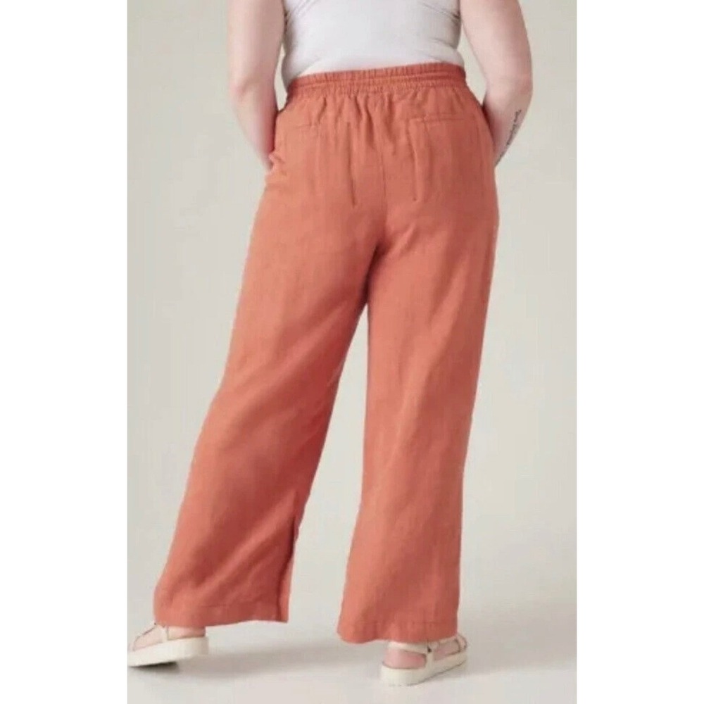 Athleta Retreat Linen Wide Leg Pant 22 Terracotta Red High Rise New NWT Summer - Picture 2 of 11